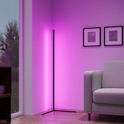 Fekete alumínium állólámpa, Erdal, 10 W, RGB LED, távirányítóval