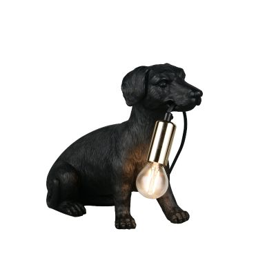 Fekete műanyag asztali lámpa, Doggo