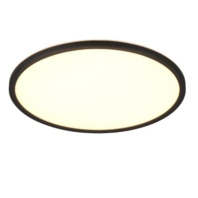 Fekete műanyag plafon lámpa, Jeltje, 22 W, melegtől hidegig állítható fehér LED, távirányítóval