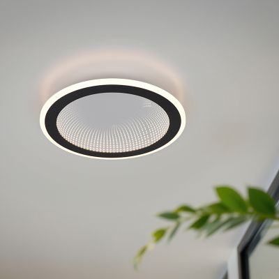 Fekete fém mennyezeti lámpa, Gunda, 21,5 W, melegtől hidegig állítható fehér LED, távirányítóval