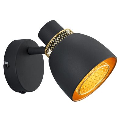 Fekete fém fali spot lámpa, Sylvano