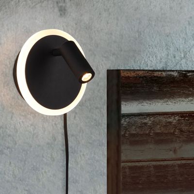 Fekete fém fali lámpa, Sirias, 5 W, 3000 K LED, kapcsolóval