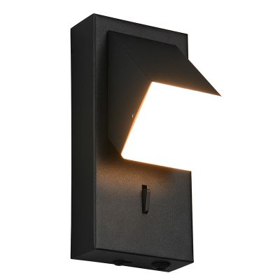 Fekete műanyag fali lámpa, Lok, 3 W, 3000 K LED