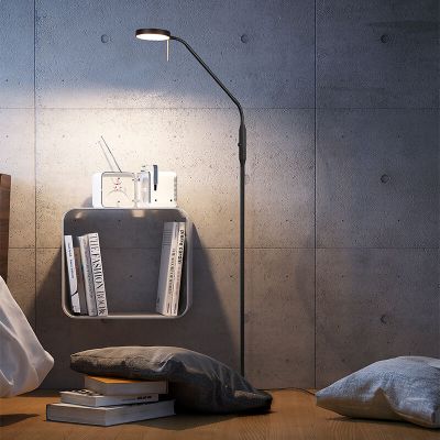 Fekete fém álló olvasólámpa, Bilge, 12 W, állítható fény színű LED, kosketushimmentimellä