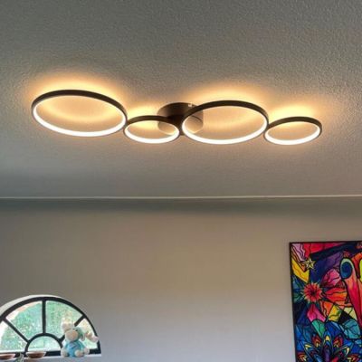 Fekete fém plafon lámpa, Robon, 37 W, 3000 K LED