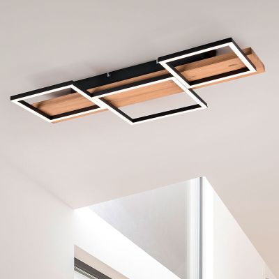 Barna fa plafon lámpa, Justian, 30 W, 3000 K LED, 3 fokozatban szabályozható