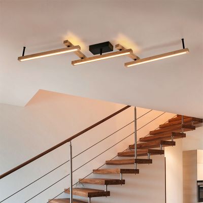 Barna fa plafon lámpa, Kelley, 36 W, melegtől hidegig állítható fehér LED, távirányítóval