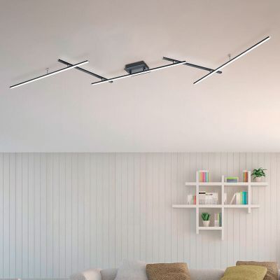 Fekete fém plafon lámpa, Nadja, 22 W, RGBW LED, távirányítóval