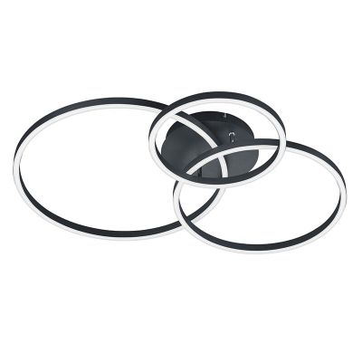 Fekete fém plafon lámpa, Elze, 28 W, RGBW LED, távirányítóval