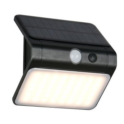 Fekete műanyag napelemes kültéri fali lámpa, Mijs, 2,5 W, 4000 K LED, IP44