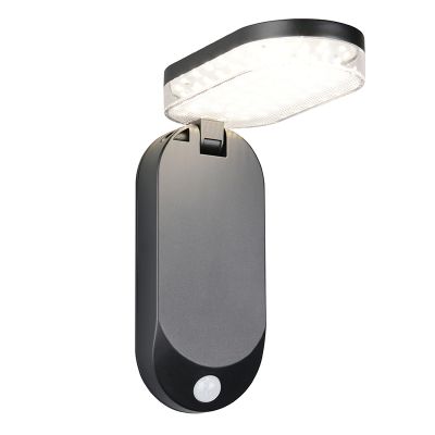 Fekete műanyag napelemes kültéri fali lámpa, Laquisha, 3 W, 4000 K LED, IP44