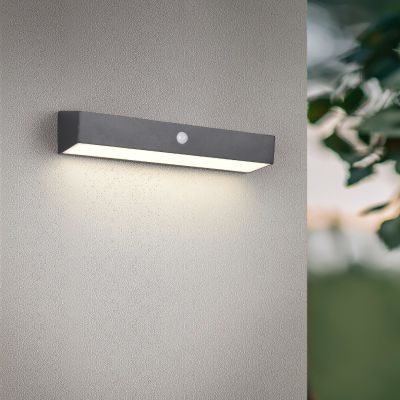 Fekete műanyag napelemes kültéri fali lámpa, Ravindra, 6 W, 4000 K LED, IP44
