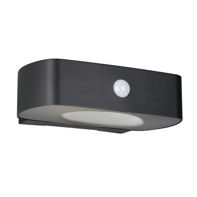 Fekete műanyag napelemes kültéri fali lámpa, Pytsje, 6 W, 4000 K LED, IP44, kapcsolóval