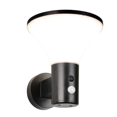 Fekete műanyag napelemes kültéri fali lámpa, Nebahat, 3 W, 4000 K LED, IP44