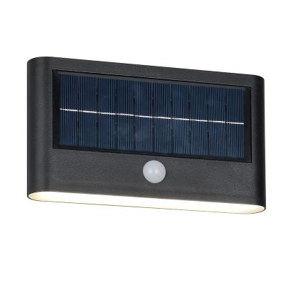 Fekete műanyag napelemes kültéri fali lámpa, Nefise, 8 W, 4000 K LED, IP44