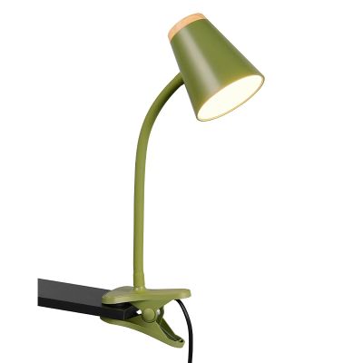 Zöld műanyag csiptetős lámpa, Rahul, 4,5 W, 3000 K LED, kapcsolóval
