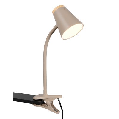 Barna műanyag csiptetős lámpa, Rahul, 4,5 W, 3000 K LED, kapcsolóval