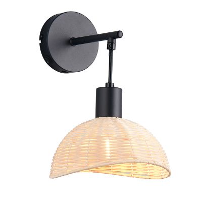Rattan fali lámpa barna, Sijmen, kapcsolóval