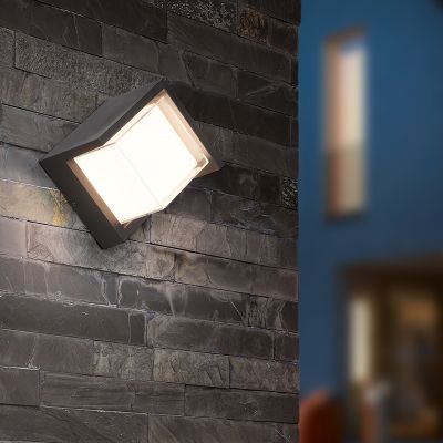 Fekete műanyag kültéri lámpa, Riekje, 8 W, 3000 K LED, IP54