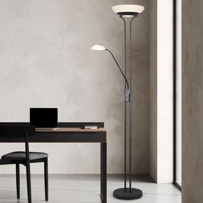 Fekete fém álló olvasólámpa, Fredrika, 27 W, 3000 K LED, kosketushimmentimellä