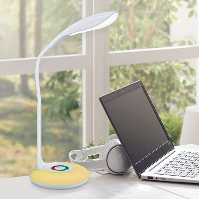 Fehér műanyag íróasztal lámpa, Zetan, 3 W, RGBW LED, kosketushimmentimellä