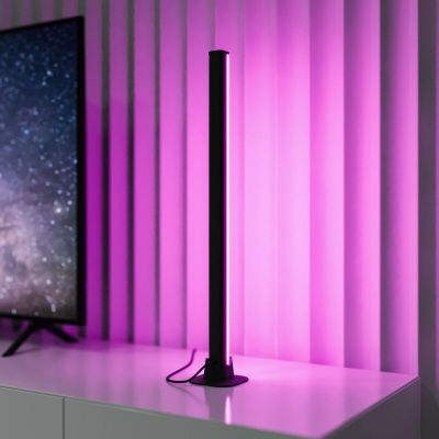 Fekete fém asztali lámpa, Wissal, 5 W, RGB LED, távirányítóval