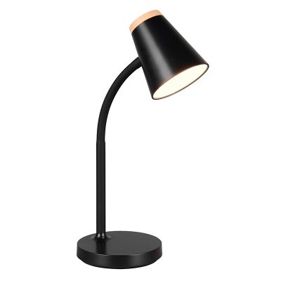 Fekete műanyag asztali lámpa, Rahul, 4,5 W, 3000 K LED, kapcsolóval