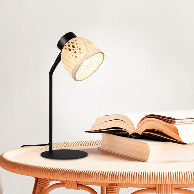Rattan asztali lámpa barna, Laut, kapcsolóval