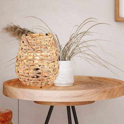 Rattan asztali lámpa barna, Lycke, kapcsolóval