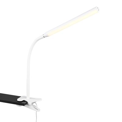 Fehér műanyag csiptetős lámpa, Rommert, 5 W, melegtől hidegig állítható fehér LED, kosketushimmentimellä