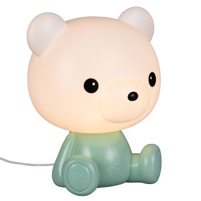Zöld műanyag gyerek asztali lámpa, Lumibear, 0,3 W, RGB LED, kapcsolóval