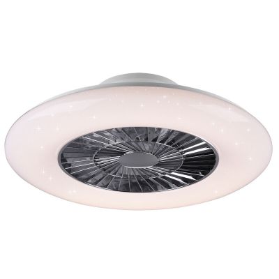 Króm mennyezeti ventilátor modern, Damia, 40W, melegfehértől hidegfehérig állítható LED, távirányítóval