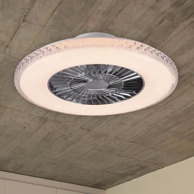 Króm mennyezeti ventilátor, Damon, 40 W, melegfehértől hidegfehérig állítható LED, távirányítóval