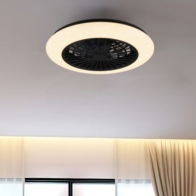 Fekete mennyezeti ventilátor modern, Damyan, 30W, meleg fehértől hideg fehérig állítható LED, távirányítóval