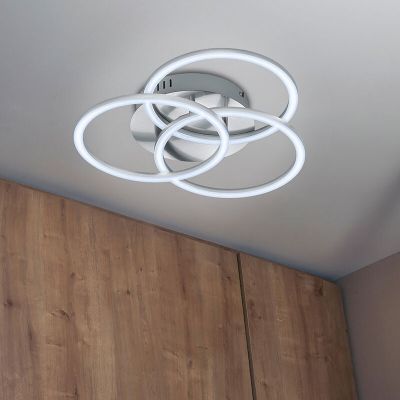 Nikkel fém plafon lámpa, Kobus, 27 W, melegtől hidegig állítható fehér LED, távirányítóval