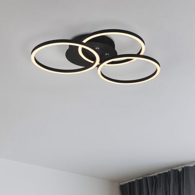 Fekete fém plafon lámpa, Kobus, 27 W, melegtől hidegig állítható fehér LED, távirányítóval