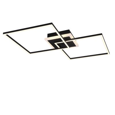 Fekete fém plafon lámpa, Naud, 29 W, 3000 K LED, távirányítóval