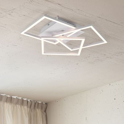 Fehér fém plafon lámpa, Bibiana, 28 W, melegtől hidegig állítható fehér LED, távirányítóval