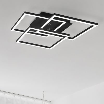 Fekete fém plafon lámpa, Bibiana, 28 W, melegtől hidegig állítható fehér LED, távirányítóval