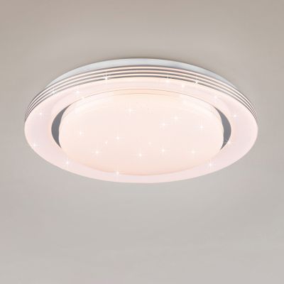 Fehér műanyag plafon lámpa, Alpha, 18 W, melegtől hidegig állítható fehér LED, távirányítóval