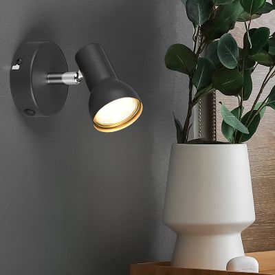 Fekete fém fali spot lámpa, Sabrin