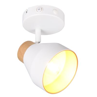 Fehér fém fali spot lámpa, Riette, kapcsolóval