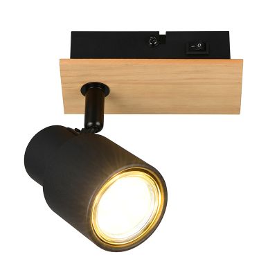 Fekete fém fali spot lámpa, Rajeev, kapcsolóval