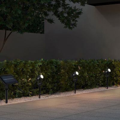 Fekete alumínium napelemes földbe szúrható lámpa, Mijke, 0,5 W, 4000 K LED, IP44
