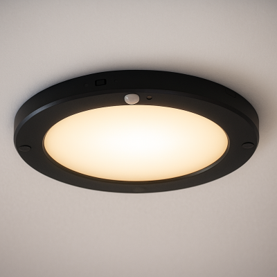 Műanyag mennyezeti lámpa érzékelővel fekete, Luan, 20 W, 3000 K LED